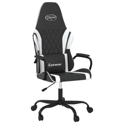 vidaXL Gaming stol črno in belo umetno usnje
