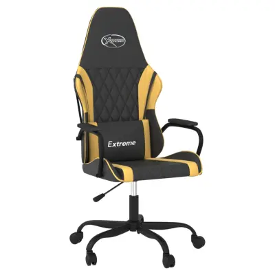 vidaXL Masažni gaming stol črno in zlato umetno usnje