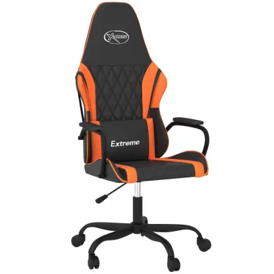 vidaXL Masažni gaming stol črno in oranžno umetno usnje