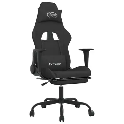 vidaXL Gaming stol z oporo za noge črno blago