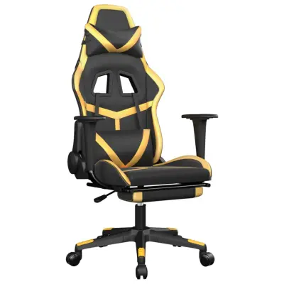 vidaXL Gaming stol z oporo za noge črno in zlato umetno usnje