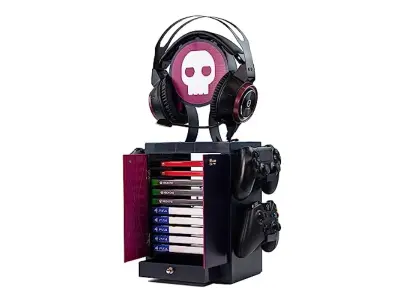 Numskoll NS2442 Uradna igralna omarica, imetnik krmilnika, stojalo za slušalke za PS5, Xbox Series X S, Nintendo Switch - Uradno blago