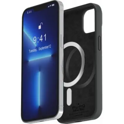 PURO, Silikonski ovitek Icon za iPhone 14, združljiv z MagSafe, ?rna