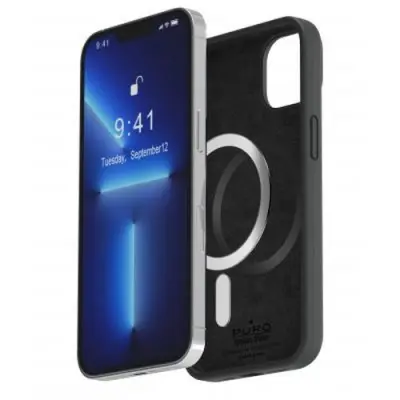 PURO, Silikonski ovitek Icon za iPhone 14 Pro Max, združljiv z MagSafe, ?rna