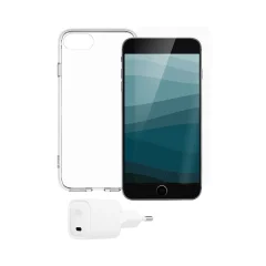 QDOS, Za?etni paket etui za iPhone SE/8/7/6 Zaš?ita zaslona Omrežni polnilec, Prozorno