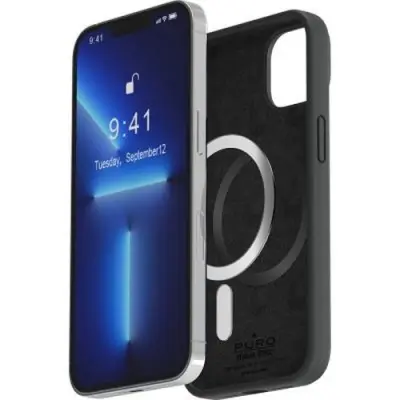 PURO, Icon Silikonski ovitek za iPhone 14 Plus, združljiv z MagSafe, ?rna