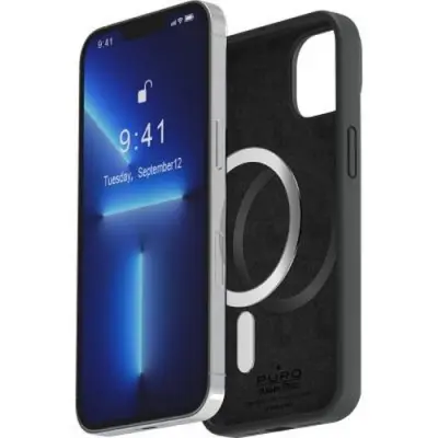 PURO, Silikonski ovitek Icon za iPhone 14 Pro, združljiv z MagSafe, ?rna