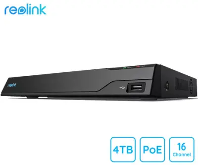 Reolink NVR NVS16 16MP, 16 kanalni POE, 4TB HDD, črna snemalna enota