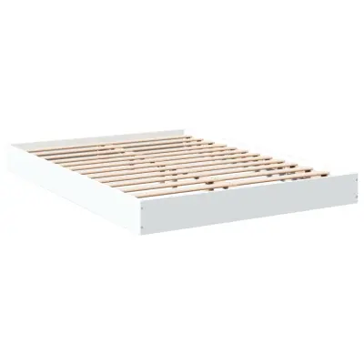 vidaXL Posteljni okvir bel 140x200 cm inženirski les