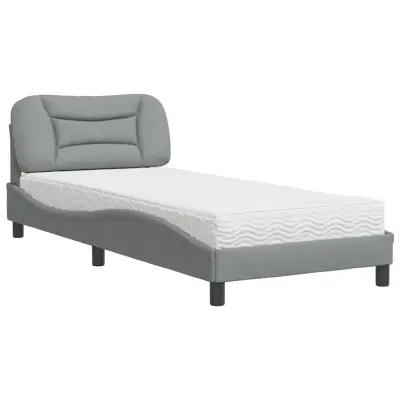 vidaXL Postelja z vzmetnico svetlo siva 80x200 cm blago