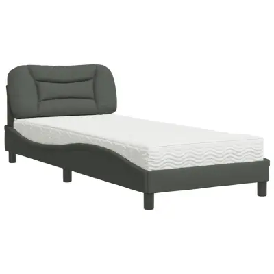 vidaXL Postelja z vzmetnico temno siva 90x200 cm blago