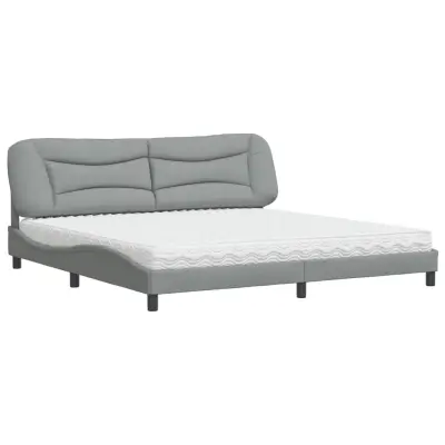 vidaXL Postelja z vzmetnico svetlo siva 200x200 cm blago