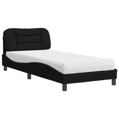 vidaXL Postelja z vzmetnico črna 80x200 cm blago