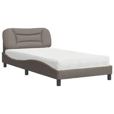 vidaXL Postelja z vzmetnico taupe 100x200 cm blago