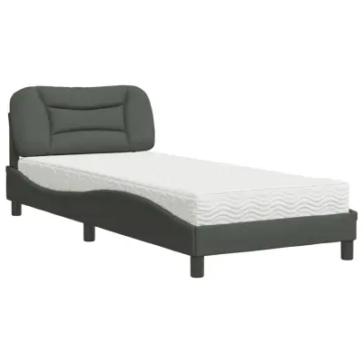 vidaXL Postelja z vzmetnico temno siva 80x200 cm blago