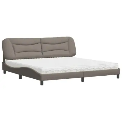 vidaXL Postelja z vzmetnico taupe 200x200 cm blago