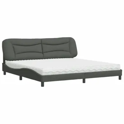 vidaXL Postelja z vzmetnico temno siva 200x200 cm blago