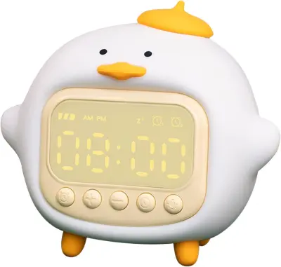 Otroška budilka račka, prikupna nočna lučka, dva kompleta budilk, nastavljiva svetlost