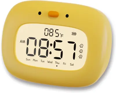 Otroška digitalna budilka, prikaz temperature, prikaz dneva, dremež, nastavljiva nočna lučka