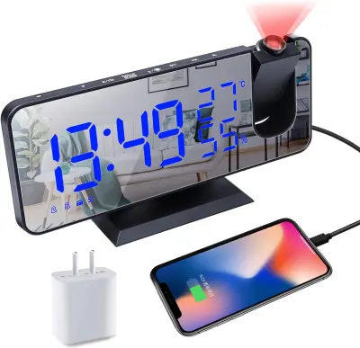 Projekcijska digitalna budilka za spalnico, stropna radijska budilka