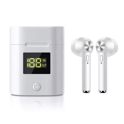 1-delne Bluetooth slušalke z digitalnim zaslonom * bele