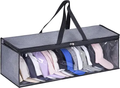 Velik organizator za klobuke, držalo za baseball kapo, torba za shranjevanje klobukov za težke obremenitve z 2 ročajema za prenašanje Snapback, siva