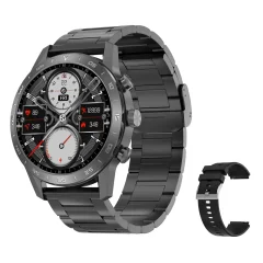 Smart+ DT70+ 1,39 palca HD Športna poslovna high-end pametna ura z brezžičnim polnjenjem BT klicem pametne ure za IP68 vodoodporne black silicone + steel strap