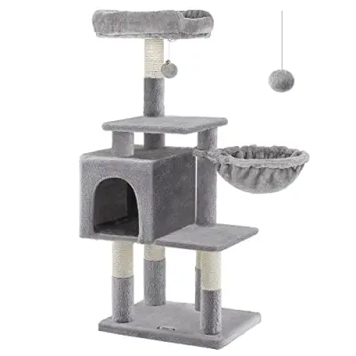 Večnivojsko mačje drevo, 110 cm Cat Tower, Cat Condo, svetlo sivo PCT52W