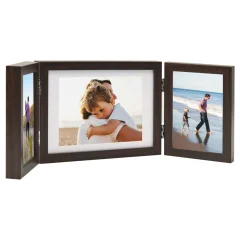 vidaXL 3-delni foto okvir temno rjav 22x15 cm + 2x(10x15 cm)