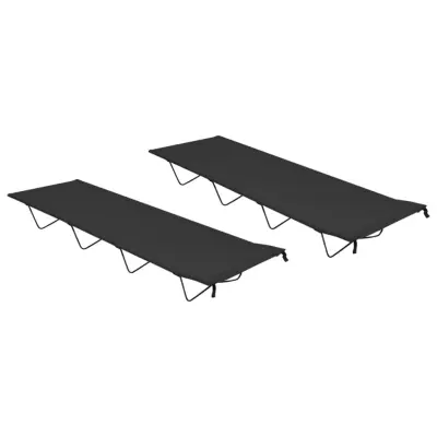 vidaXL Kamp postelja 2 kosa 180x60x19 cm oksford blago in jeklo črna