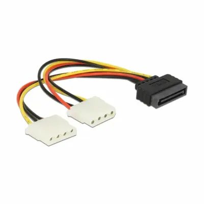 DeLOCK SATA 15pin> 2x 4pin Molex ženski 20 cm Delock tok priključni kabel   večbarvna
