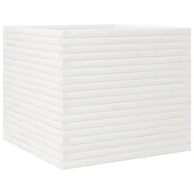 vidaXL Vrtno cvetlično korito belo 80x80x68,5 cm trdna borovina