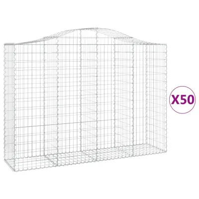 vidaXL Obokane gabion košare 50 kos 200x50x140/160 cm pocinkano železo