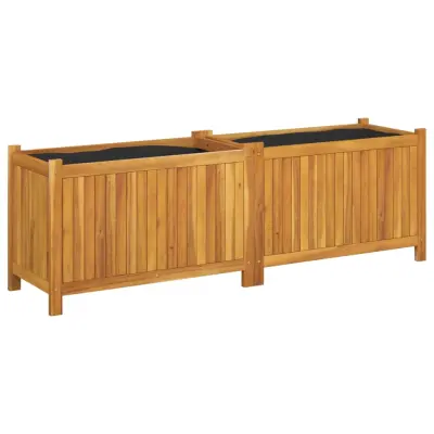 vidaXL Vrtno cvetlično korito s podlogo 153x38,5x50 cm akacijev les