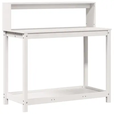 vidaXL Miza za sajenje s policami bela 108x50x109,5 cm borovina