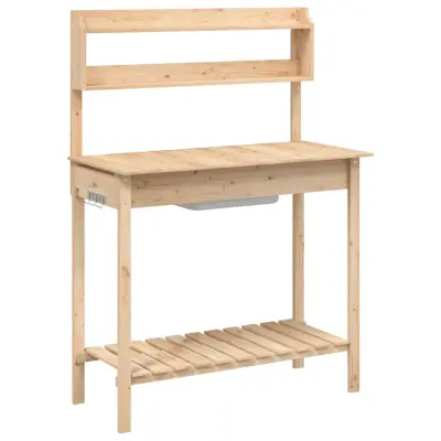 vidaXL Miza za sajenje z umivalnikom 147,5x44x139,5 trden les jelke