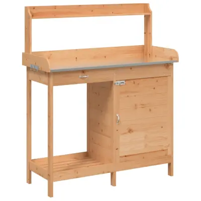 vidaXL Miza za sajenje z omarico rjava 110,5x45x124,5 trden les jelke
