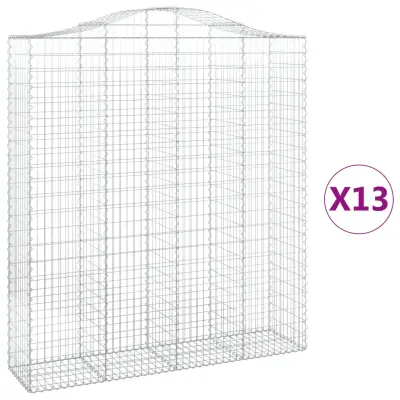 vidaXL Obokane gabion košare 13 kos 200x50x220/240 cm pocinkano železo