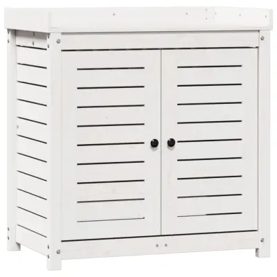 vidaXL Miza za sajenje s policami bela 82,5x50x86,5 cm borovina