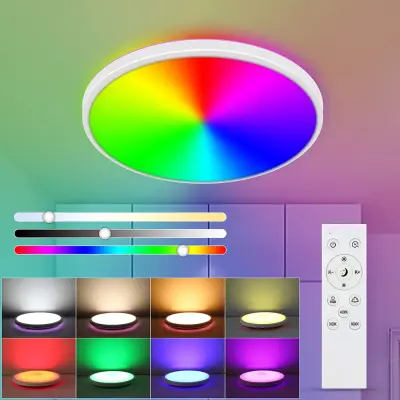 LED stropna svetilka z možnostjo zatemnitve, moderna stropna svetilka 24 W RGB, 6 barvna osvetlitev ozadja, nepremočljiva svetilka, stropna svetilka n