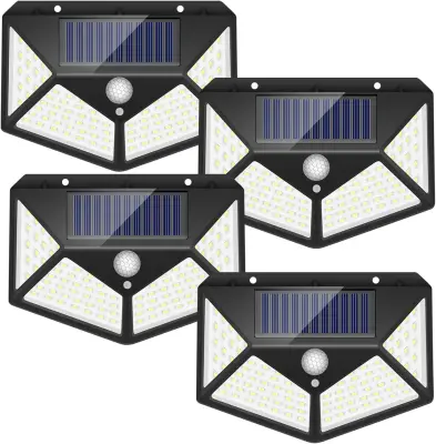 4pcs solarna stenska svetilka zunanji senzor gibanja LED stenska svetilka hladno bela 6000K za dvorišče, vrt, hodnik, terasa, zaprta stenska pot, pa