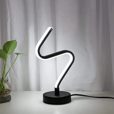 Lampade da Tavolo a LED a Spiral, 12W Lampada Comodino in Alluminio Nera, Cavo da 1.5m, 6000K Bianco Freddo Lampada da Scrivania Moderna na kamero