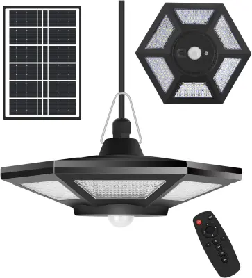 Solarna viseča svetilka, zunanja solarna svetilka s senzorjem gibanja, 180 LED notranja solarna svetilka z daljinskim upravljalnikom, zunanja sončna s