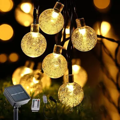 Zunanje sončne svetilke na nizu 9,5M 50 LED 8 načinov solarne svetilke z daljinskim upravljalnikom, zunanje luči na nizu s sončno energijo in USB napa