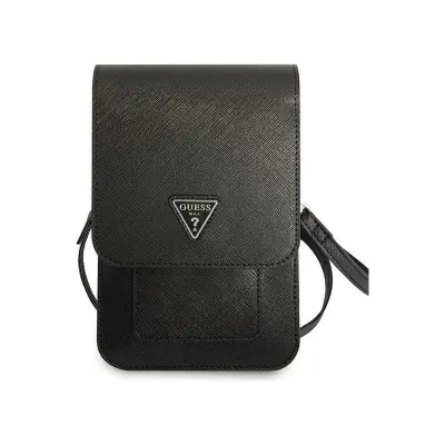 Torbica GUESS Saffiano Triangle za mobilni telefon, črna
