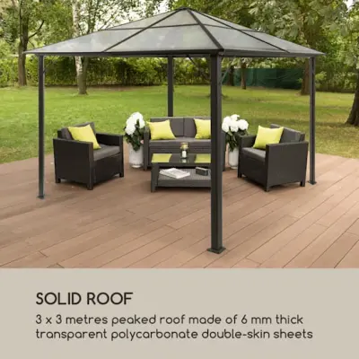 Blumfeldt Pantheon Solid Sky, vrtna hišica s streho, 3 X 3 m, polikarbonat, aluminij