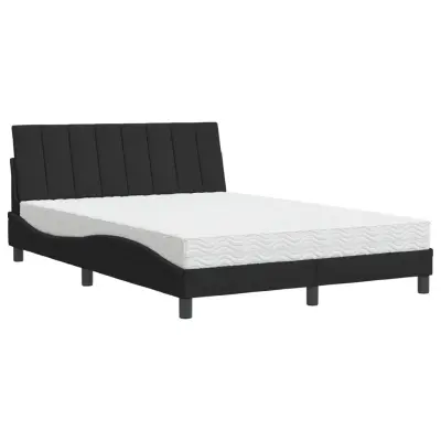 vidaXL Postelja z vzmetnico črna 120x200 cm žamet