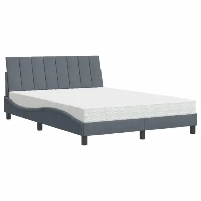 vidaXL Postelja z vzmetnico temno siva 120x200 cm žamet