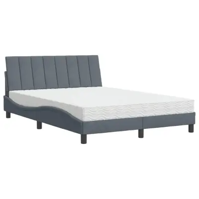 vidaXL Posteljni z vzmetnico temno siv 140x190 cm žamet