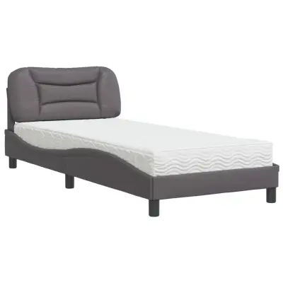 vidaXL Postelja z vzmetnico siva 80x200 cm umetno usnje